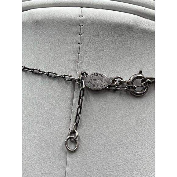 Catherine Popesco Vintage Art Round Gray Crystal Pewter Tone Necklace - Picture 8 of 15